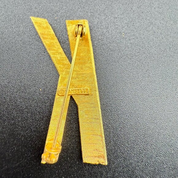 Vintage Mamselle Golden Letter “K” Floral Pin Brooch Textured Finish Jewelry Acc - Picture 3 of 5